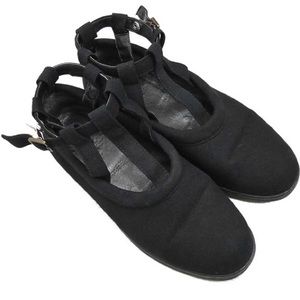 SOLD 90s Yohji Yamamoto Wool Buckle T Strap Shoes